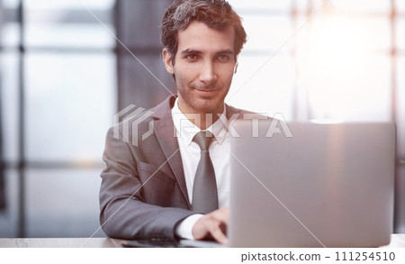 Successful businessman working inside office, man in business suit 111254510