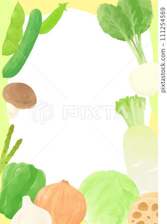 Illustration frame of various vegetables in hand-drawn style 111254569