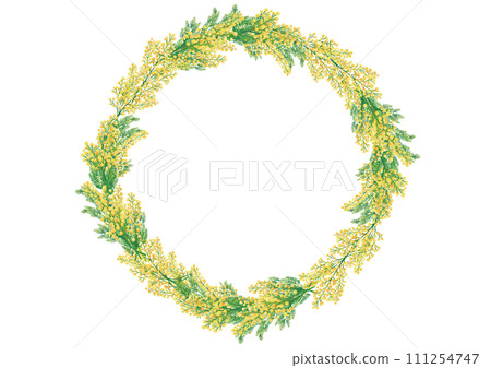 Watercolor style mimosa wreath frame Watercolor style mimosa wreath frame 111254747