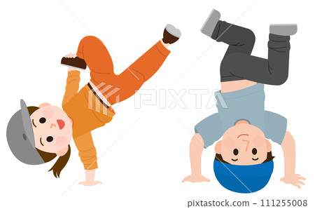 一個男人和一個女人跳霹靂舞的插圖 111255008