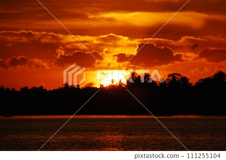 Scenic view dramatic beautiful sunset sky. Natural Sunset Sunrise on meadow silhouette shadow dark land. Vibrant dramatic sky on sunset, dawn, sunrise in Countryside. Landscape Colorful Sky At Sunset Scenic view dramatic beautiful sunset sky. Natural Sunset Sunrise on meadow silhouette shadow dark land. Vibrant dramatic sky on sunset, dawn, sunrise in Countryside. Landscape Colorful Sky At Sunset 111255104