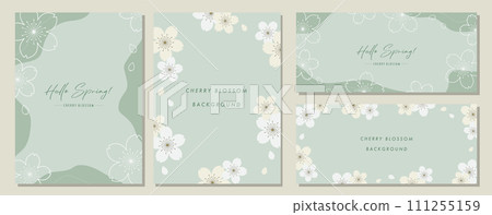 Cherry blossom material set frame background vector illustration simple stylish Cherry blossom material set frame background vector illustration simple stylish 111255159