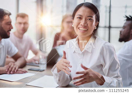 Professional business team discussing new commercial project 111255245
