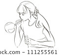 插畫素材：玩肥皂泡的女孩 111255561