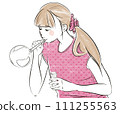插畫素材：玩肥皂泡的女孩 111255563