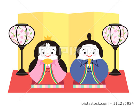 雛壇、雛人偶、雛祭插圖 111255924