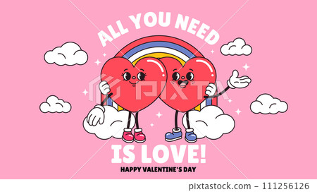 This is the love of the place, the lover's festival, and the pleasure of the sea. Retro style card heart-shaped lover embrace background width 111256126