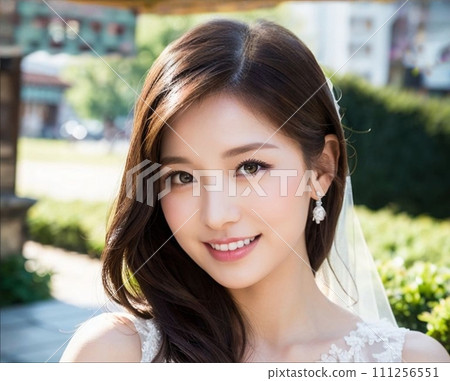 一個穿著裙子的微笑的女人 111256551