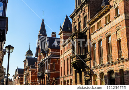 Old buildings in Antwerp, Belgium. Historical center of city. Travel high quality photo. 111256755