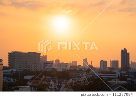 Aerial view of Bangkok Downtown Skyline, Thailand. Financial district and business centers in smart urban city in Asia. Skyscraper and high-rise buildings. 111257094
