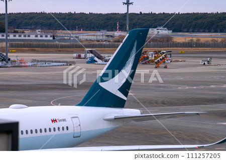 Chiba cityscape in Japan, view of Cathay Pacific and other airlines from Narita Airport 2 111257205