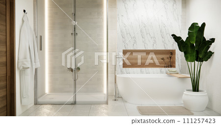 White Bathroom modern zen toilet japan style .3D rendering 111257423