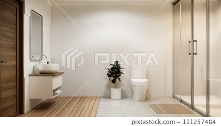 shower in white bathroom modern minimal style. 111257484