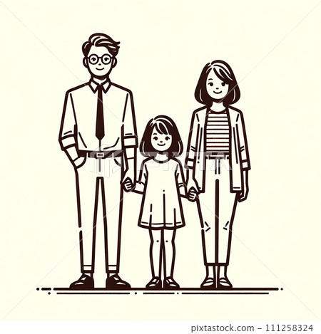 An only child elementary school girl and her family An only child elementary school girl and her family 111258324