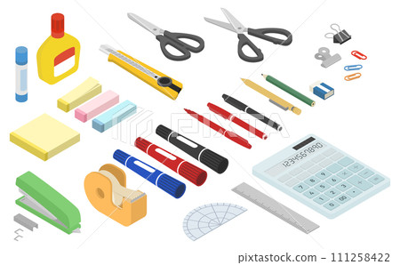 Isometric illustration: stationery 111258422