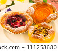Assorted dried fruit tarts 111258680