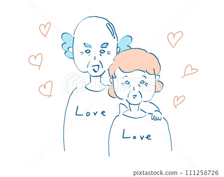 Senior Illustration material of the upper body of a friendly elderly couple 111258726