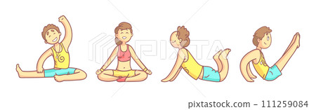 People Character Yoga Practice Do Physical Exercises Vector Set People Character Yoga Practice Do Physical Exercises Vector Set 111259084