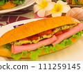 Special ham and tomato sandwich 111259145