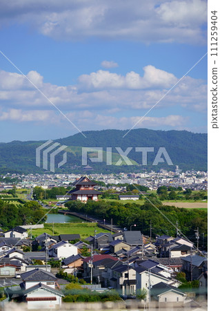 Panoramic view of Nara city tourist spots, seen from Saidaiji Temple 111259404