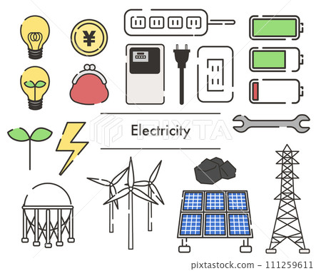 Illustration set about electricity Illustration set about electricity 111259611