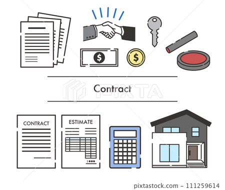 Illustration set about contracts Illustration set about contracts 111259614