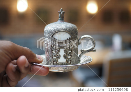a cup of turkish coffee on table a cup of turkish coffee on table 111259698