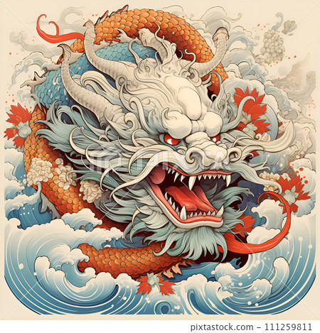 從海中出現的神話龍 AI 生成圖像 111259811