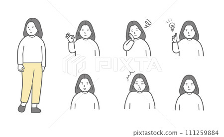 Illustration set of women with various expressions 111259884