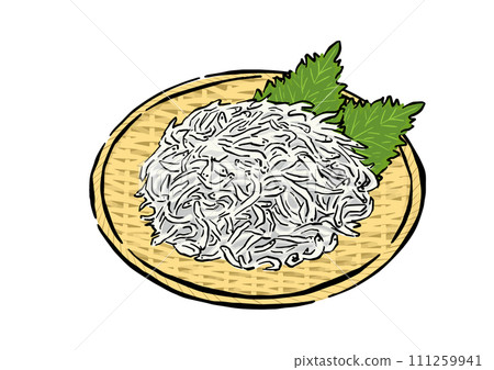 漏杓中的鍋子炸銀魚插圖,線條畫材料 漏杓中的鍋子炸銀魚插圖,線條畫材料 111259941