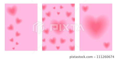 Pink poster y2k with blurry hearts. Trendy Aesthetic background for valentine's day. 111260674