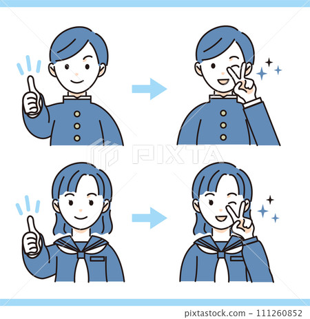 Set of male and female students who understand and male and female students who make peace 111260852