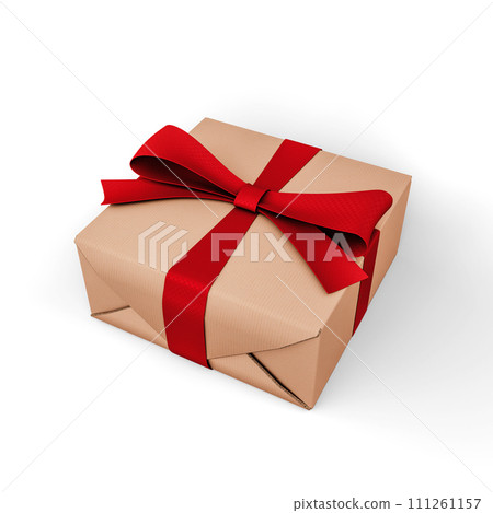 Gift Box. Template for Present, Valentine, Birthday or Wedding Banners. 3D Illustration. File with Clipping Path. 111261157