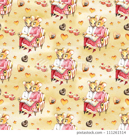 Watercolor chocolate seamless pattern on vintage background Watercolor chocolate seamless pattern on vintage background 111261514