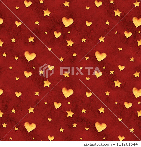 Hand drawn chocolate on red background, seamless watercolor pattern 111261544