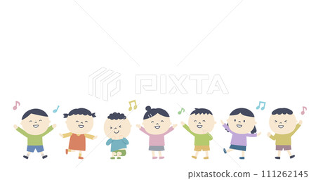 Children moving their bodies to the rhythm and copy space 111262145