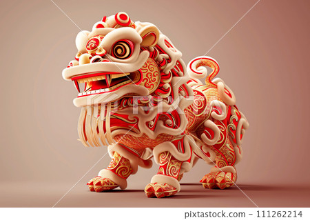 3D Red Dragon is a symbol of the 2024 Chinese New Year on a solid background 111262214
