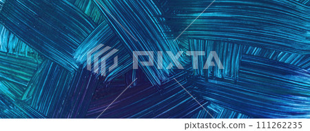 Abstract art background navy blue colors. Watercolor painting on canvas with dark turquoise strokes and splash. 111262235