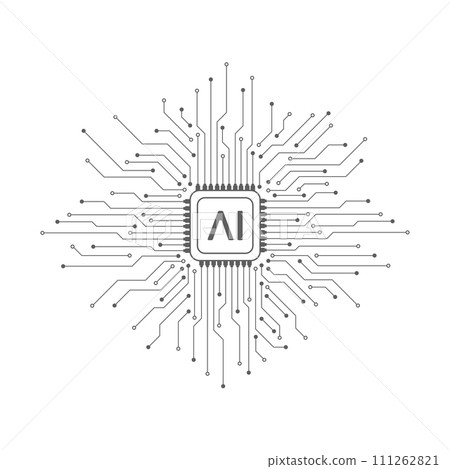 Artificial intelligence circuit line style. Machine learning design. Smart network digital technology. AI. Vector illustration 111262821