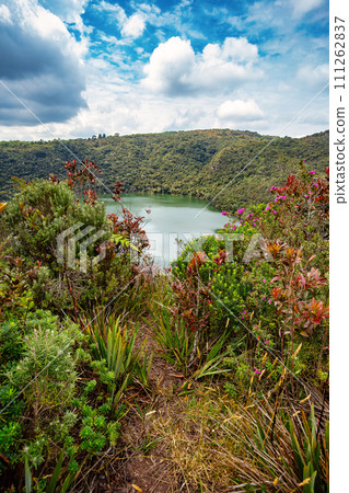 Lake Guatavita (Laguna Guatavita) located in the Colombian Andes. Cundinamarca department of Colombia Lake Guatavita (Laguna Guatavita) located in the Colombian Andes. Cundinamarca department of Colombia 111262837