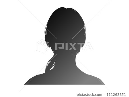 一個長髮綁起來的女人的正面輪廓的插圖 111262851