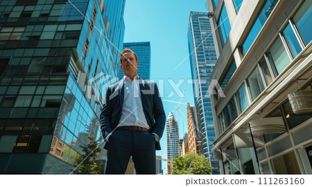portrait businessman on city street 111263160