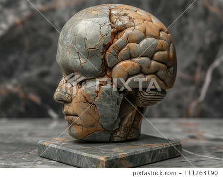 sculpture of human head with brain 111263190