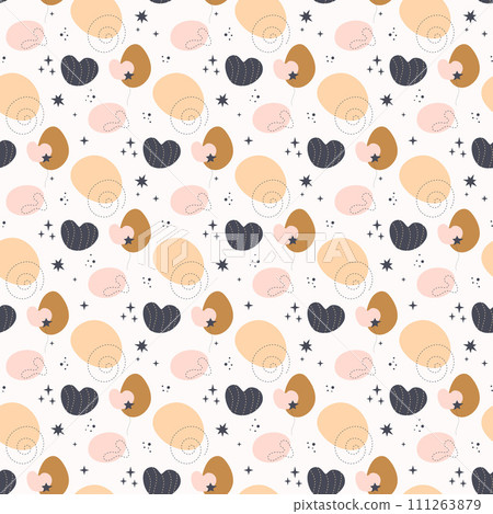 Bohemian baby pattern. Seamless baby pattern in boho style. 111263879