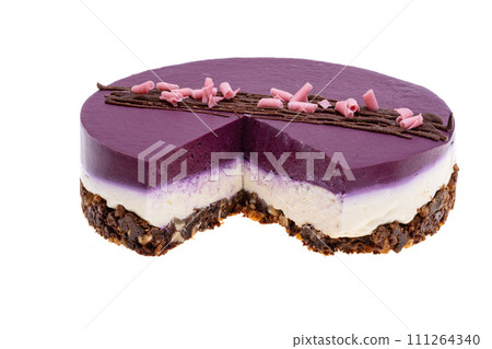blueberry cheesecake isolated 111264340