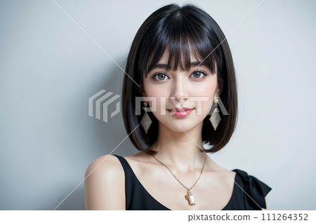 Young woman with semi-long hair 111264352