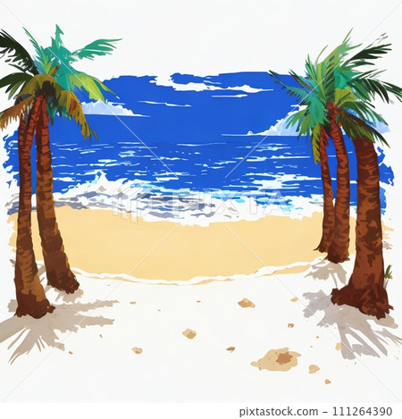 AI-generated palm trees and seaside 111264390