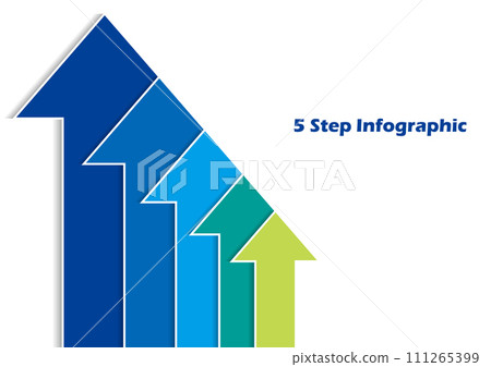 Business infographic illustration of 5 stage arrows: phase 1 2 3 4 5 111265399