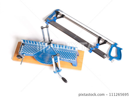 Vintage manual miter saw isolated Vintage manual miter saw isolated 111265695