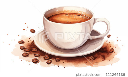 手绘卡通香浓的咖啡插画 111266186